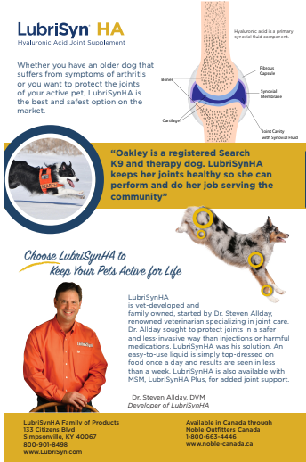 Back of LubriSyn HA for pets flyer. 