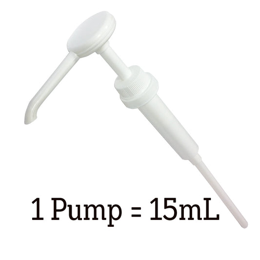 LubriSyn HA gallon and half-gallon pump. 1 pump = 15 mL of LubriSyn. 
