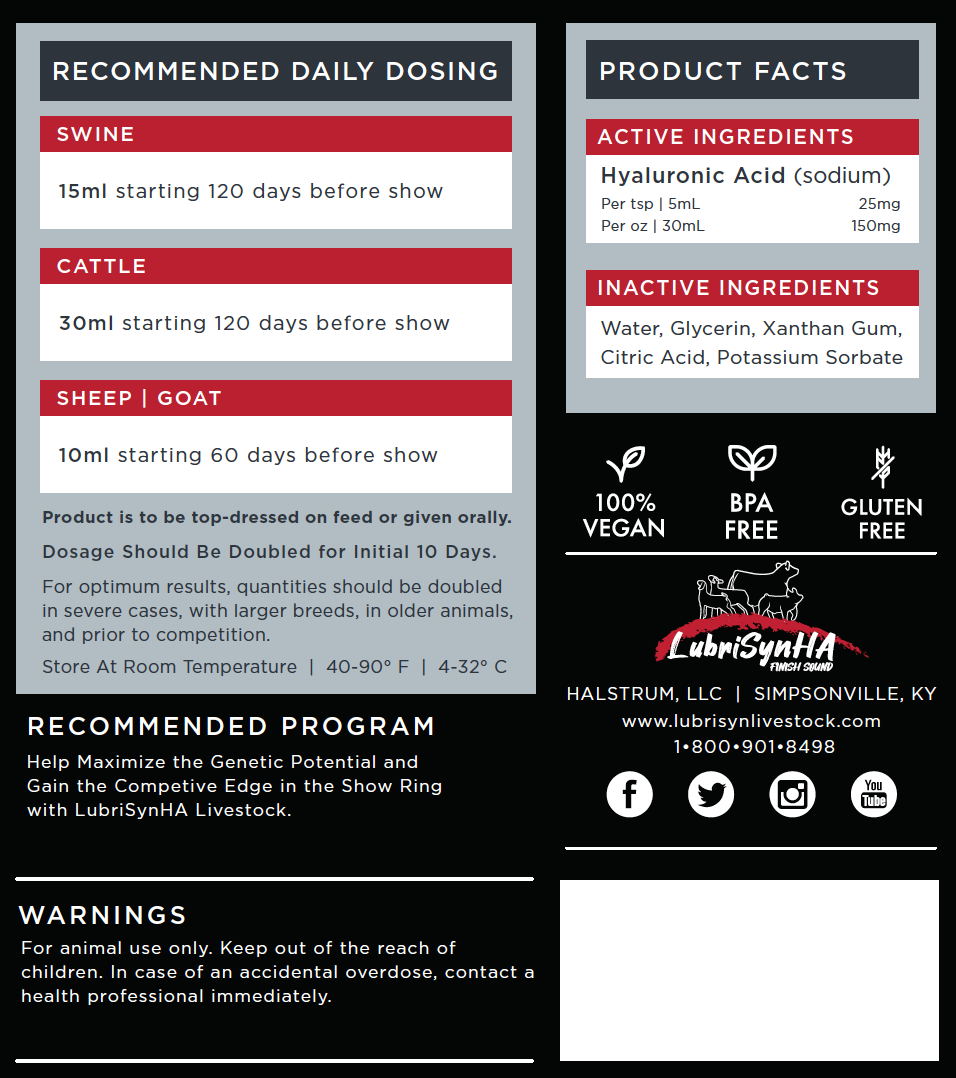 LubriSyn HA Livestock label. 