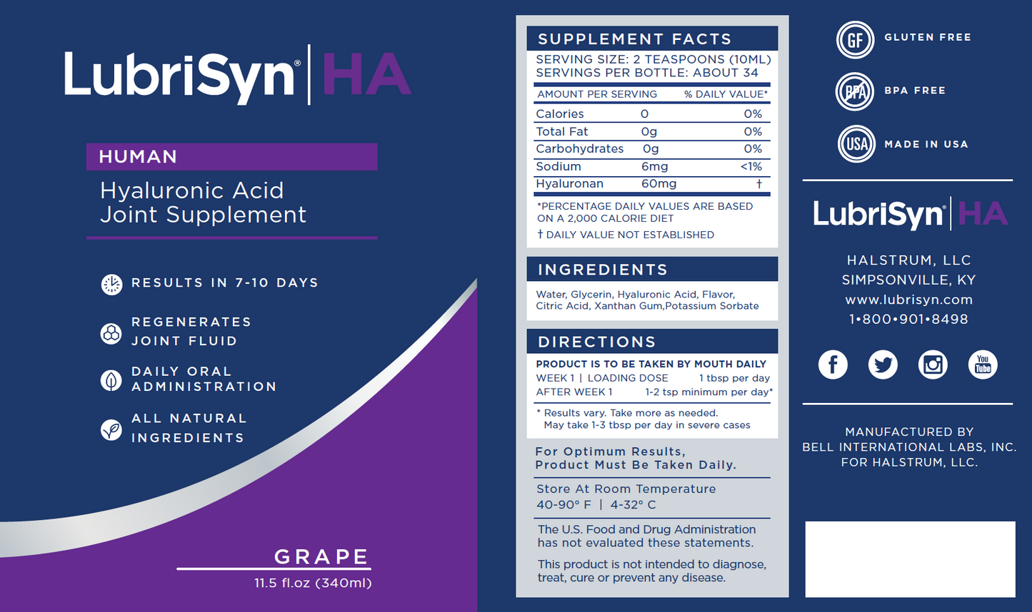 Grape flavor LubriSyn HA label. 