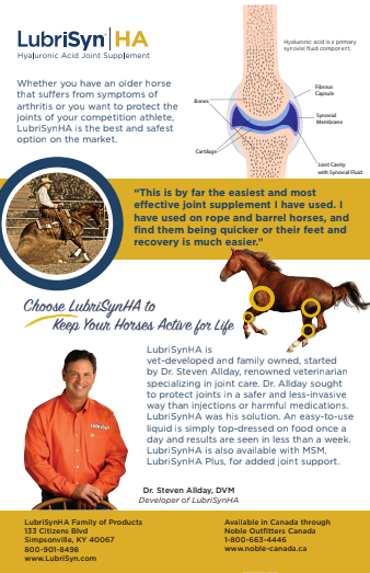 Backside of LubriSyn HA for horses flyer.