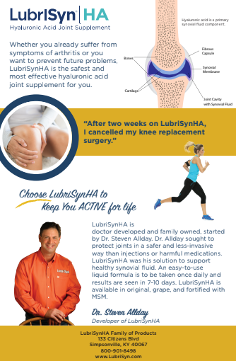 Back of LubriSyn HA for people flyer.